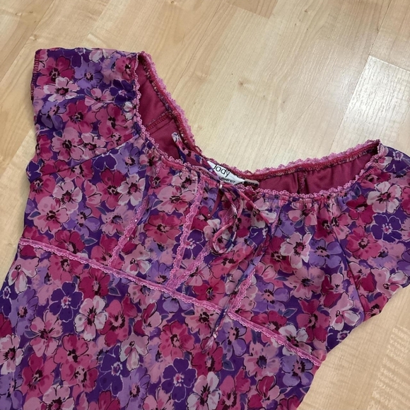 Purple floral milkmaid dress - Picture 4 of 5